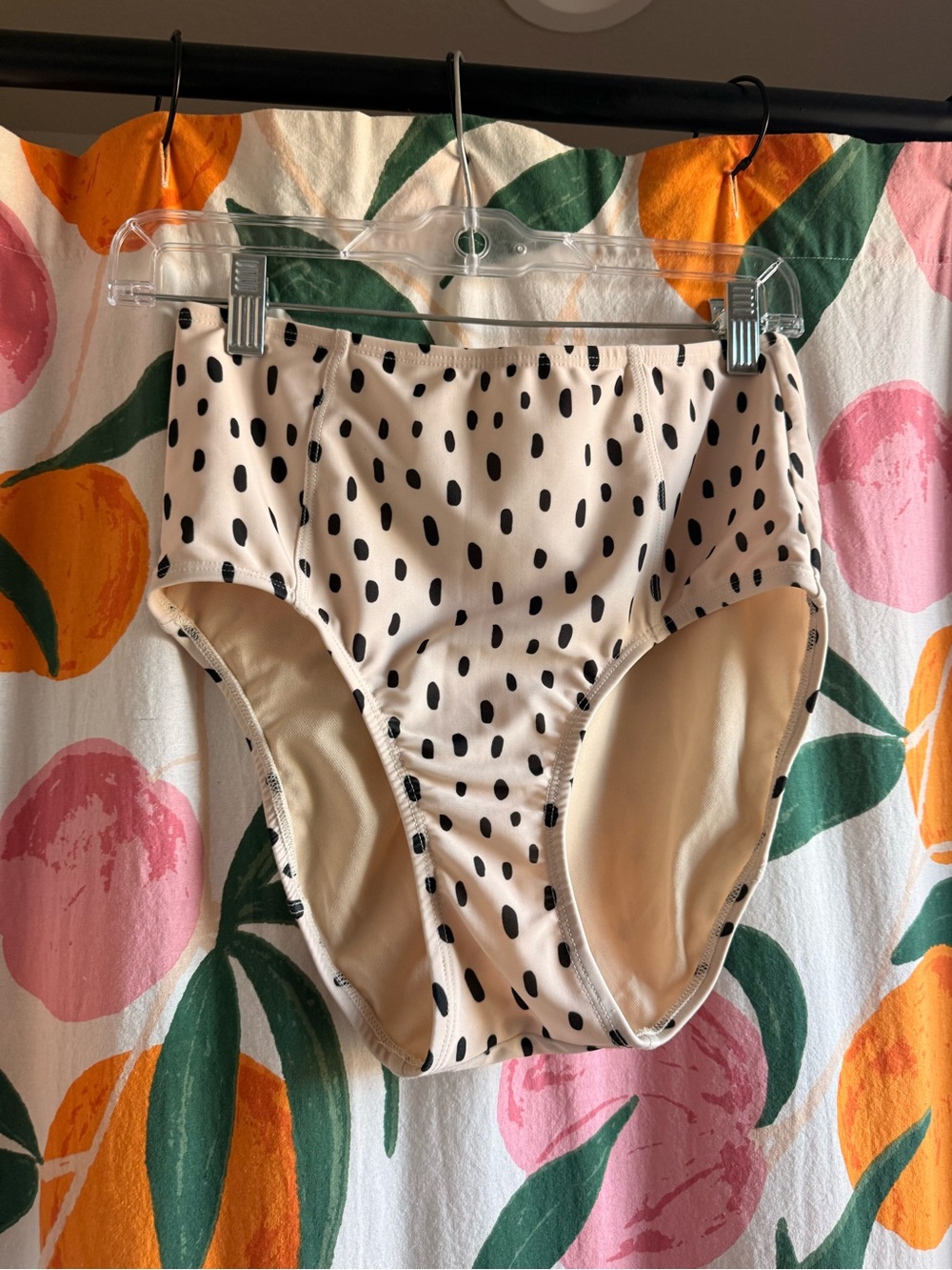 Lime Ricki Dalmatian Print High-Waist Bikini Bottoms with Black Dot Print